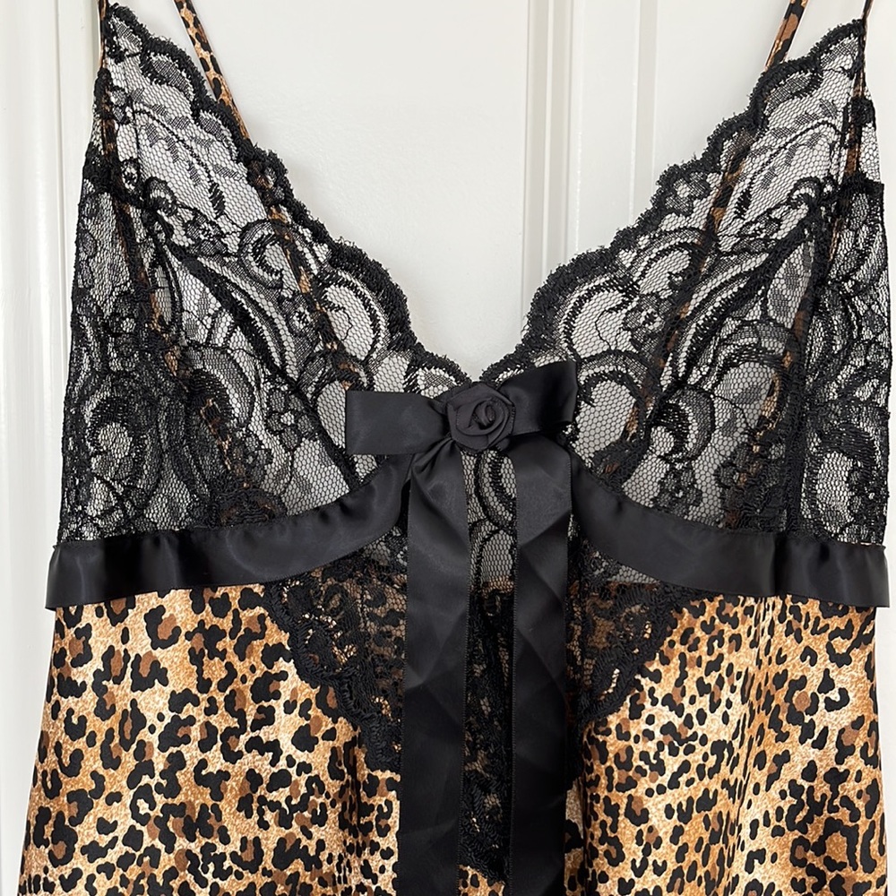 NWOT Cinema Etoile Midi Leopard and Lace Lingerie crossback Adjustable Straps 1X